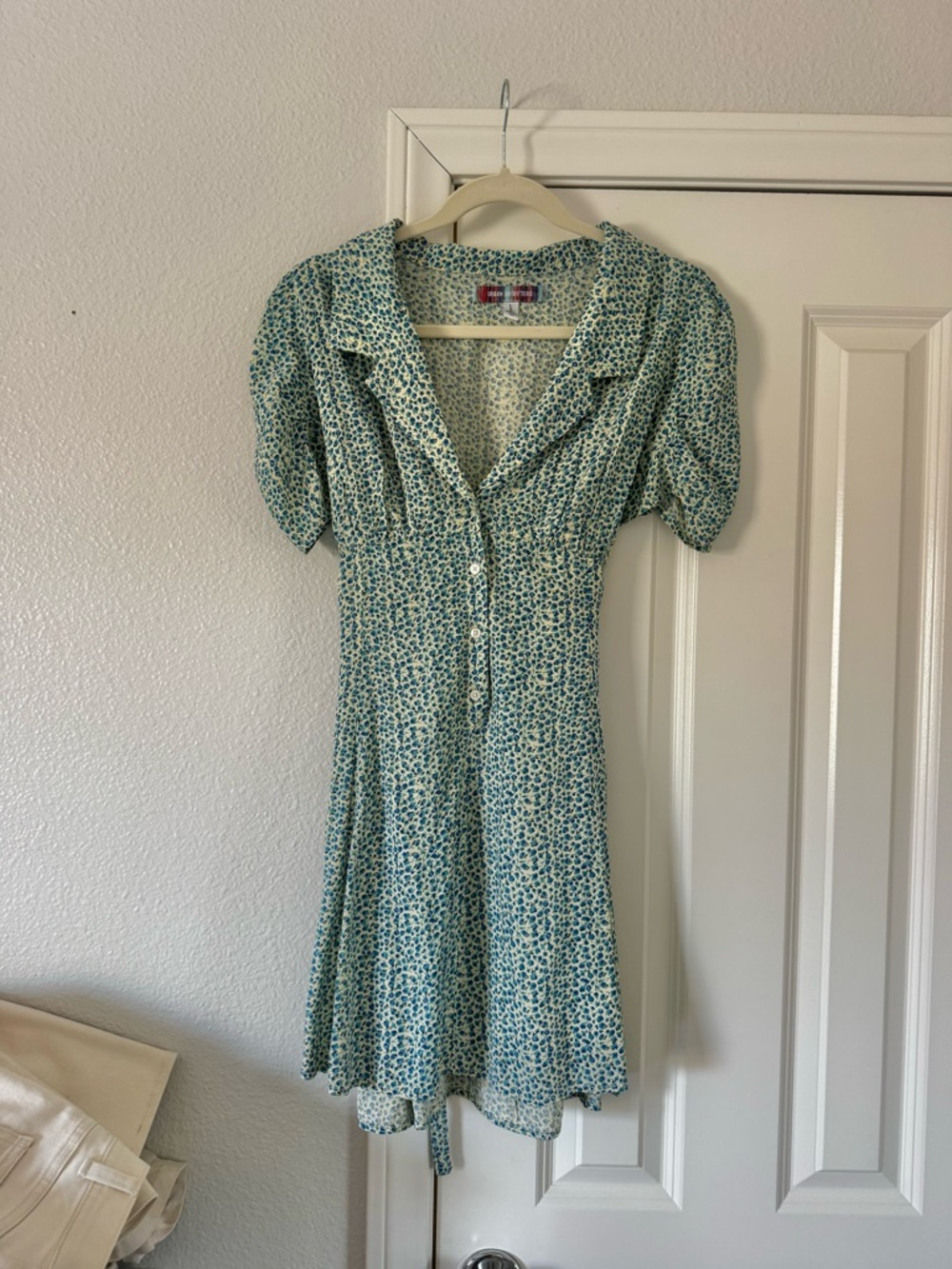 Urban Outfitters Teal Floral Button-Front Mini Dress